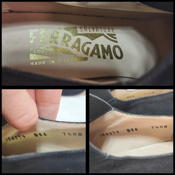 Salvatore Ferragamo Original Vintage Women Vintage 70s Salvatore Ferragamo Black Suede Pumps 7.5 AA Narrow Loafer Archival